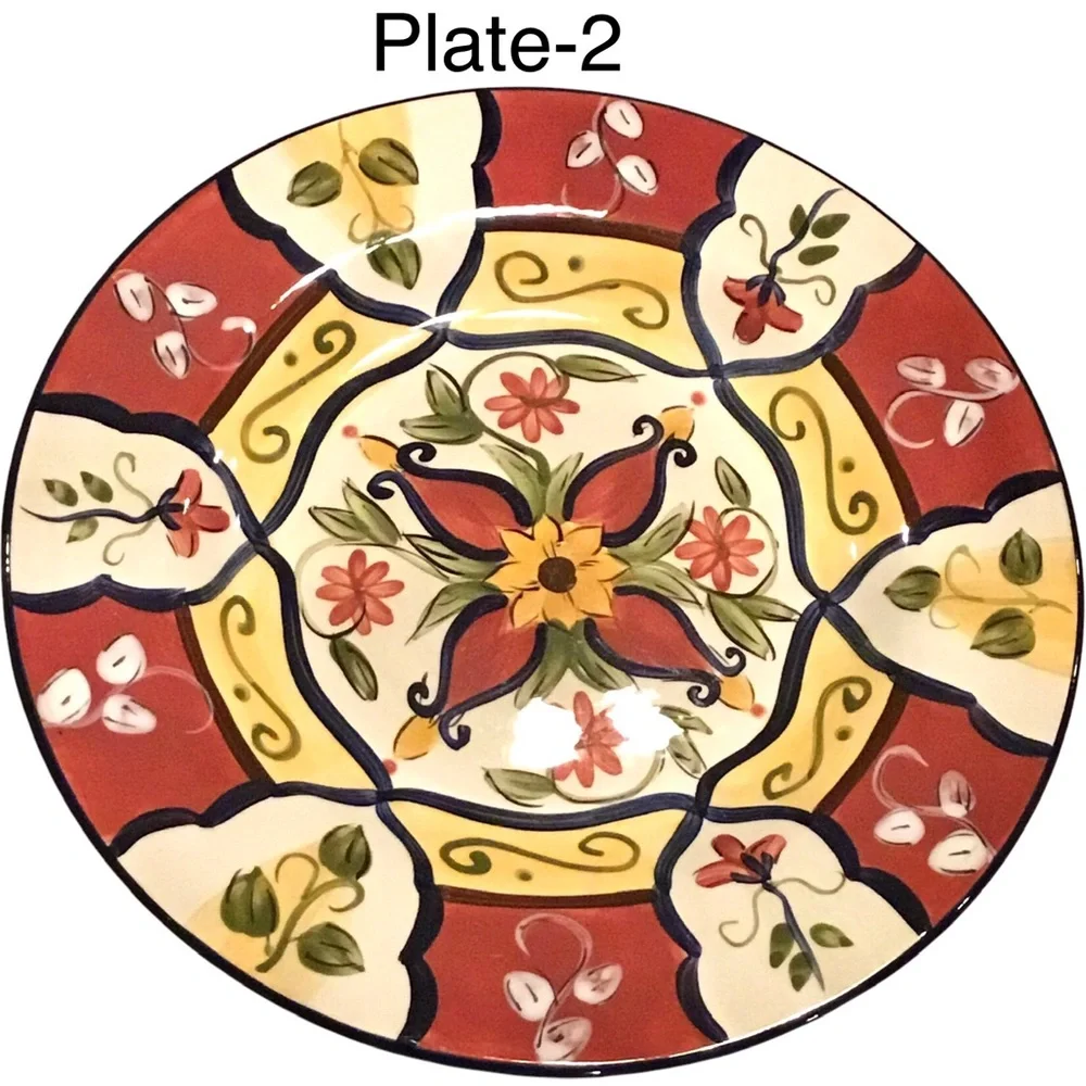 Pier 1 Salad Plates 9” Vallarta Pattern Tuscan  Design - 2 Plates Retired